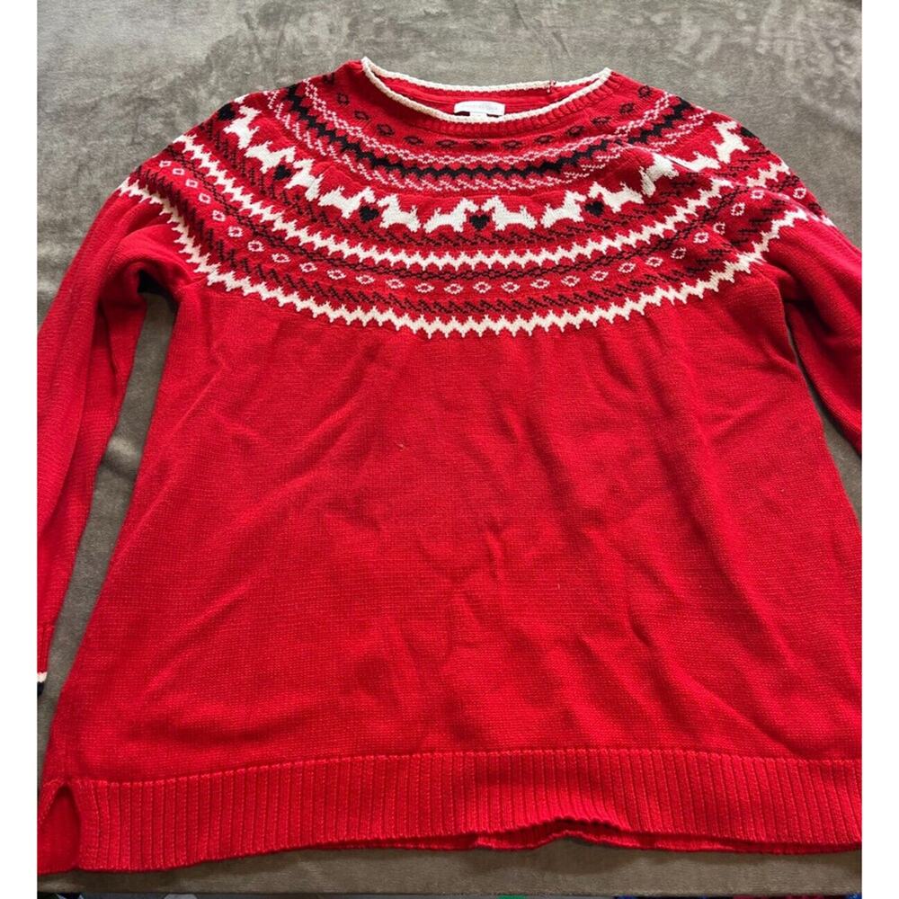 Charter Club Shirt Size 1X Sweater Red Holiday Classic Knit Casual Christmas Dog